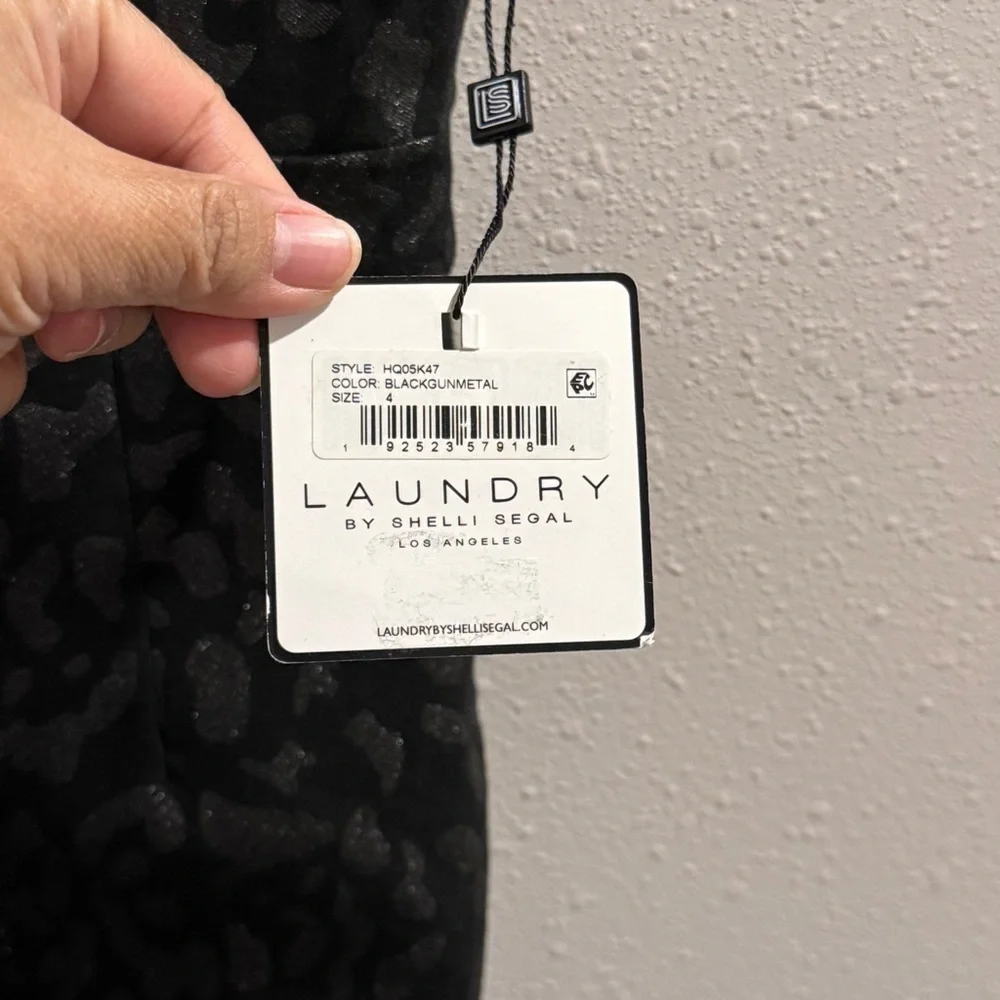 Laundry By Shelli Segal NWT Size 4 Gunmetal Animal Print Jumpsuit Cocktail Chic - Picture 4 of 6